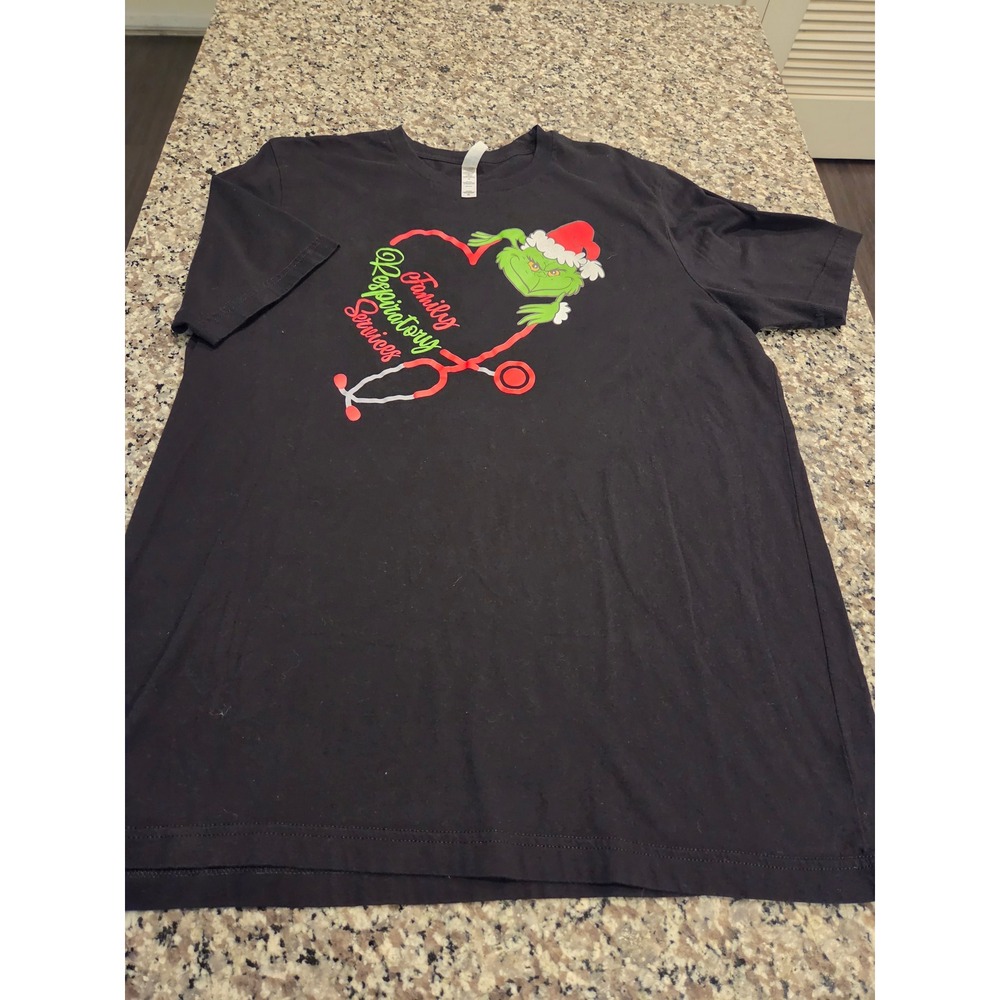 Bella Canvas Black‎ Family Respiratory Services Christmas Stethoscope Shirt XL